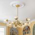 Ribbed Glass Globe Chandelier, Modern Brass Sputnik Light Fixture for Dining Room & Foyer