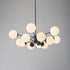 Modern Matte Black Sputnik Chandelier Opal Glass Globe Shades