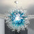 Blown Glass Chandelier Chihuly Style Light Blue N Clear D32inches