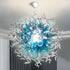 Planet Blast Blown Glass Chandelier Chihuly Style Light Blue N Clear