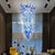 Giant Chihuly Style Glass Chandelier Blue And White Inverted Cone Shape