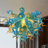Murano-Type Blown Glass Chandelier Gold Turquoise And Teal D28"XH20"