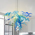Murano Style Blown Glass Chandelier Blue Turquoise Clear White And Mint D28"XH20"