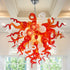 Murano-Type Blown Glass Chandelier Red And White D28"XH20"