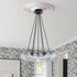 Black 7-Light Cluster Clear Glass Oval Globe Chandelier Modern Bubble Pendant Hanging Light for Dining Room Living Room