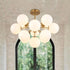 Shine Lustre Opal Glass Bubble Semi Flush Chandelier 13-light Sputnik-Inspired Pendant Ceiling light for Dining Living