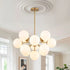 Shine Lustre Opal Glass Bubble Sputnik Chandelier Modern 13-Lights Globe Pendant Ceiling Light for Dining Room Living Room