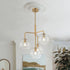 Modern 4-Light Clear Glass Bubble Hanging Sputnik Chandelier Brushed Gold Globe Pendant Light for Dining Room Living Room