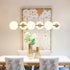 Modern 6-Light Opal Glass Globe Linear Island Chandelier Brushed Gold Metal Bubble Pendant Light for Dining Room Kitchen Island