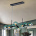 Modern Linear Teal Green & Blue Glass Globe Chandelier | 8-Light Kitchen Island Pendant Light