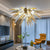 Modern Blown Glass Chandelier Clear And Amber Sting Half-Sphere Shape