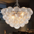 Talia Style Clear Ribbed Bubble Glass Chandelier Nickel Finish D20"