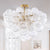 Talia Style Semi- Flushed Bubbled Clear Ball Swirled Texture Glass Chandelier