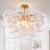 Talia Style Semi- Flushed Bubbled Clear Ball Swirled Texture Glass Chandelier