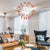 Sputnik Shape Blown Glass Chandelier White With Brown Peach End