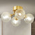Nordic Clear Ribbed Glass Globe Ceiling Light Brass Semi Flush Mount