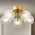 Nordic Clear Ribbed Glass Globe Ceiling Light Brass Semi Flush Mount