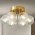 Bubbles Semi Flush Ceiling Light Brass Frame And Clear Ribbed Balls
