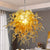 Chihuly Style Murano Glass Chandelier Gold Color