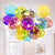 Artistic blown glass ceiling lamp featuring a mix of different-sized, colorful globes.