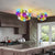 Modern multicolor light fixture with a beautiful arrangement of glass orbs.