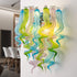 Blown Glass Wall Sconce - Blue, Green & Pink Murano Style Art Glass