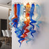 Azure Flame Blown Glass Wall Scone Murano Inspired Blue Orange Glass