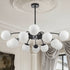 Modern Bubble Globe Chandelier – Black Frame Frosted Glass Pendant