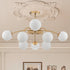 Modern Bubble Globe Chandelier – Gold Frame Frosted Glass Pendant