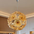 Amber Blooms Murano Style Glass Platter Chandelier Warm Honey Lotus Pendant