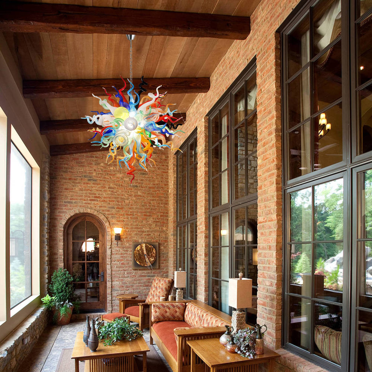 Rainbow Murano Style Glass Chandelier | Multi-Colored Art Light – Longree