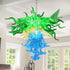 Blown Glass Chandelier Three Layers Blue Green And Gold