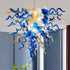 Hand-Blown Glass Chandelier in Chihuly Style Blue Amber Gray And Clear