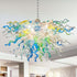 Hand Blown Glass Chandelier: Colorful Invert Cone Art Light - W38"H24"