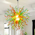 Hand-Blown Glass Chandelier – Sunset Burst Orange Green Yellow Artistic Light Fixture