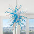 Hand Blown Blue & Pink Glass Chandelier – Artistic Sculptural Ceiling Light