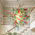 Vibrant Green Red Aqua Blue Glass Chandelier Chihuly Style