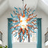 Turquoise & Coral Orange Blown Glass Chandelier D28"