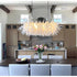 White & Clear Blown Art Glass Chandelier | Linear Island Pendant Light