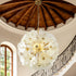 Clear Murano Style Glass Flower Chandelier | Brass Sphere Floral Pendant Light