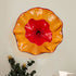 Amber Gold and Crimson Hand-Blown Glass Wall Flower Decor | 12" Luxury Art Plate