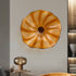 Amber Gold Ribbed Murano Style Glass Wall Flower Decor | 12" Radial Wave Art Plate
