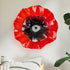 Poppy Red and Black Murano Style Glass Wall Flower Decor | 12" Layered Floral Art Plate