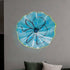 Aqua Blue Hand-Blown Glass Wall Flower Decor with Lime Green Rim 12"