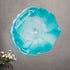 Ocean Teal & White Gradient Hand-Blown Glass Wall Flower | 12" Ripple Art Plate
