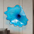 Aqua Blue & Orange Rim Hand-Blown Glass Wall Flower 12" Curved Wave Art Plate