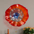 Red & Cyan Blue Double-Layer Blown Glass Wall Flower Decor | 12" 3D Art Plate
