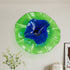 Green & Cobalt Blue Double-Layer Glass Wall Flower Decor | 12" 3D Art Plate