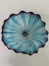 Celestial Blue Bloom Radiating Murano Style Glass Wall Plate D12"