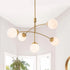 Funky 5-Light Seesaw Arched Arm Glass Globe Chandelier Mid-Century Modern Sputnik Bubble Ceiling Light Fixture